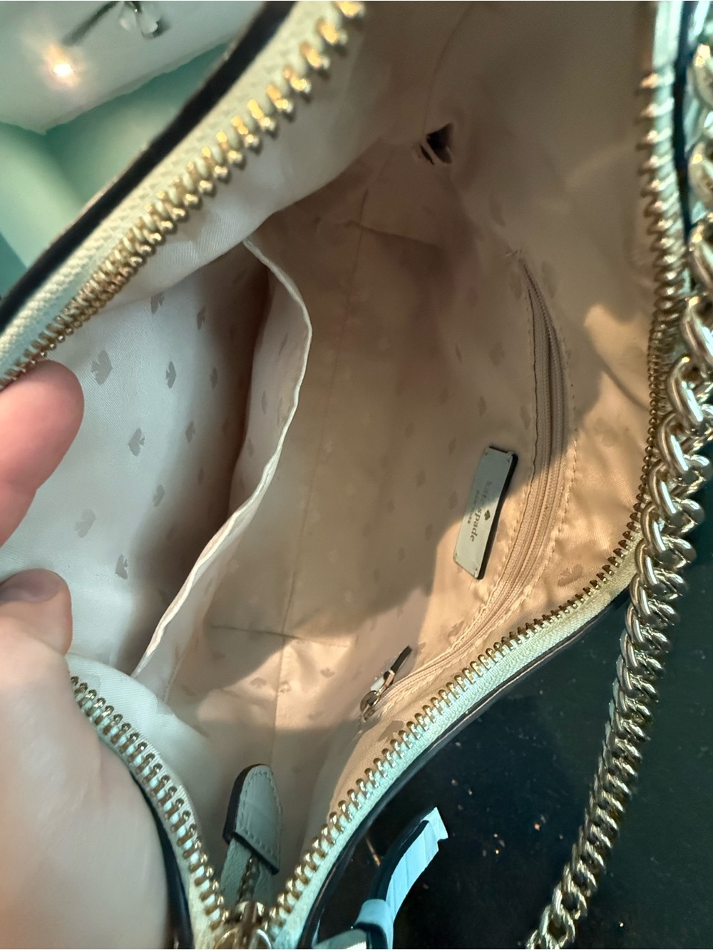 kate spade Light Blue Croc-Embossed Crossbody Bag with Gold Hardware - Picture 6 of 10